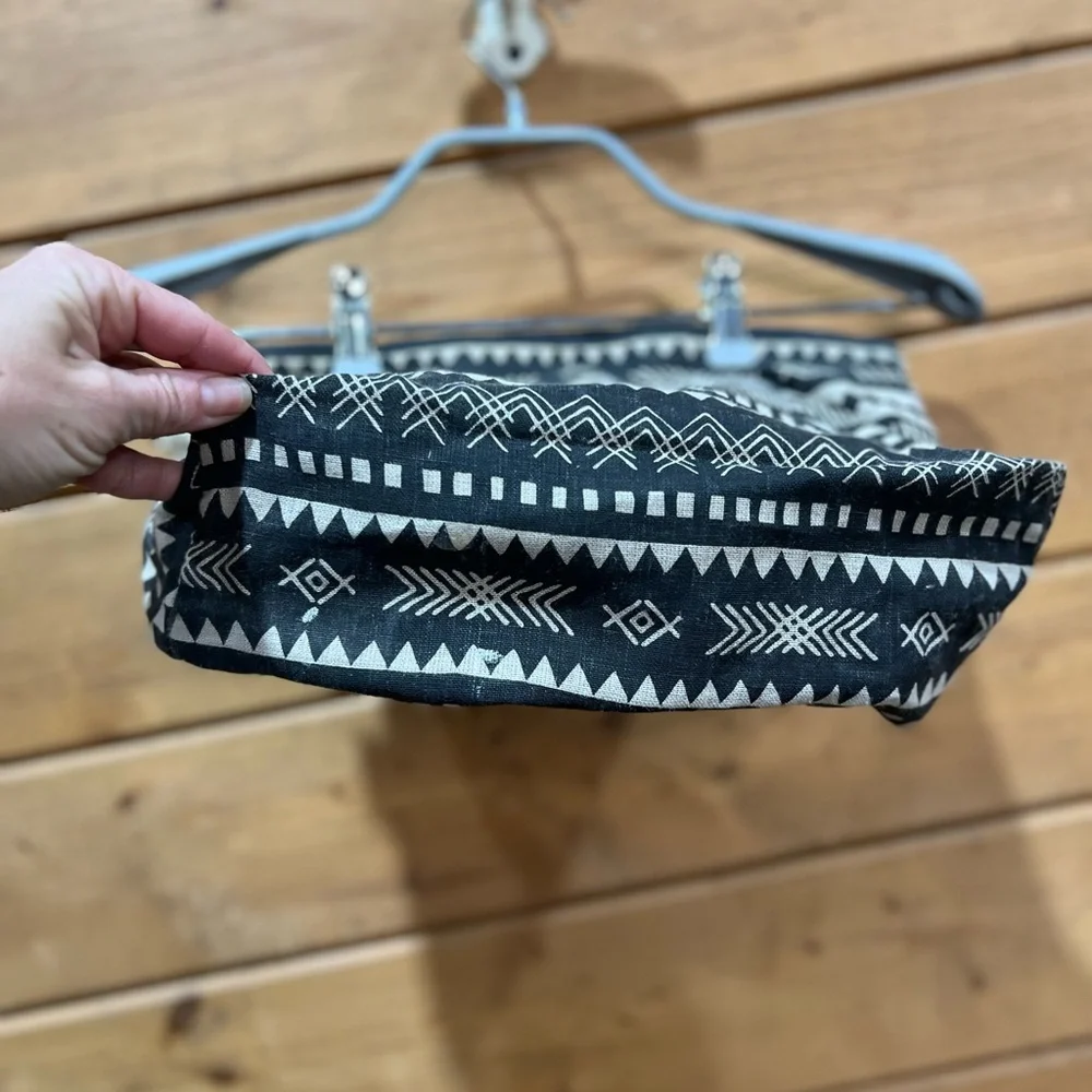 Danica Studio Linen Zipper Pouch | Geometric Print Cotton Lined Made in India